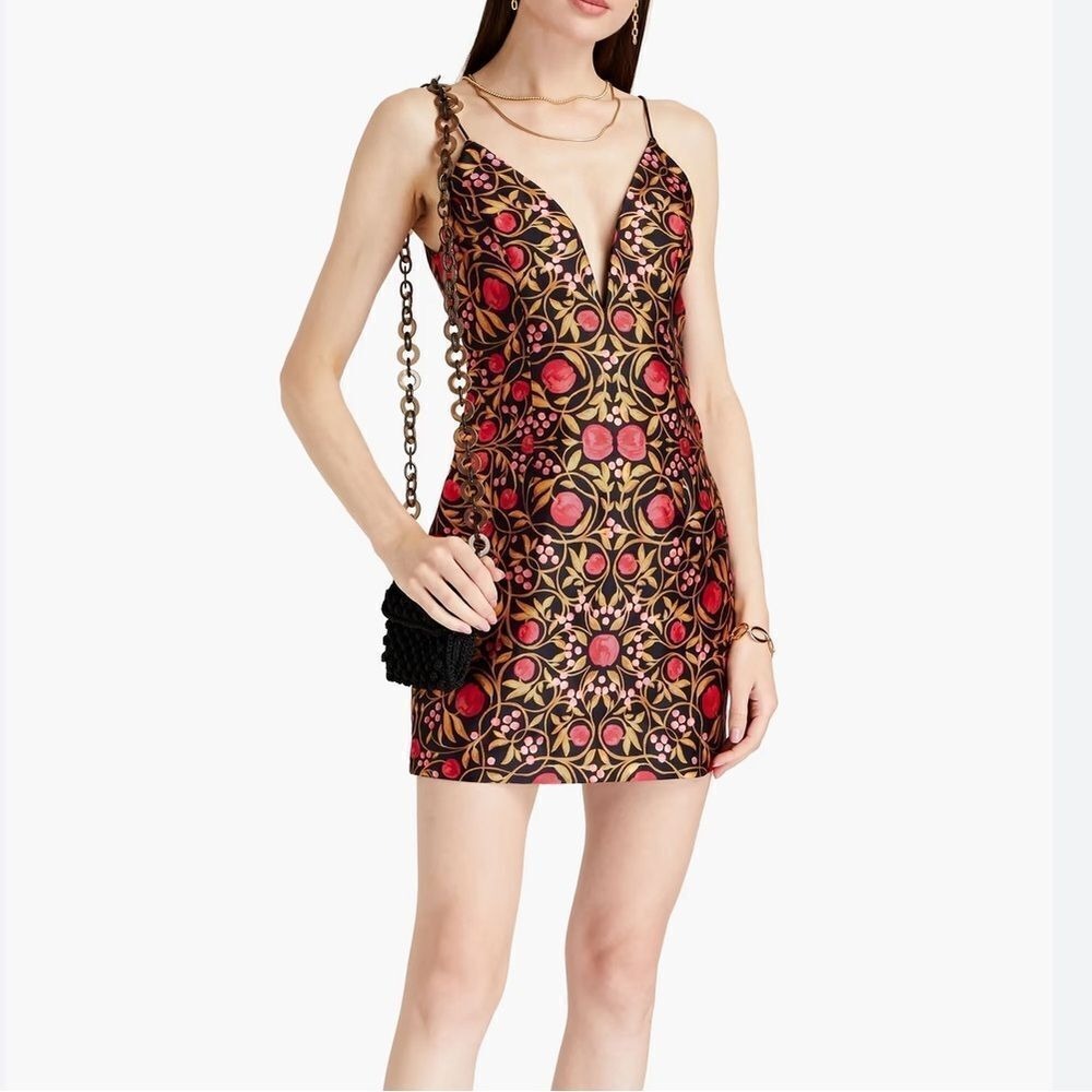 Shona Joy Martine V-Wire Mini Dress Pomegranate Print 4 New With Tags